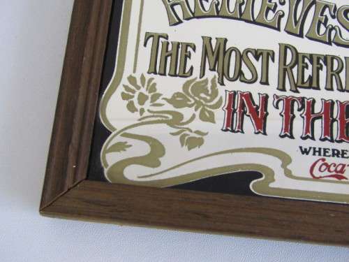 Vintage Coca Cola Mirror in excellent condition, 33cm x 23cm, framed