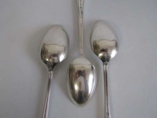 Vintage set of 6 original Chippendale Elkington & Co. silverplated Table Spoons, England, 18,5cm