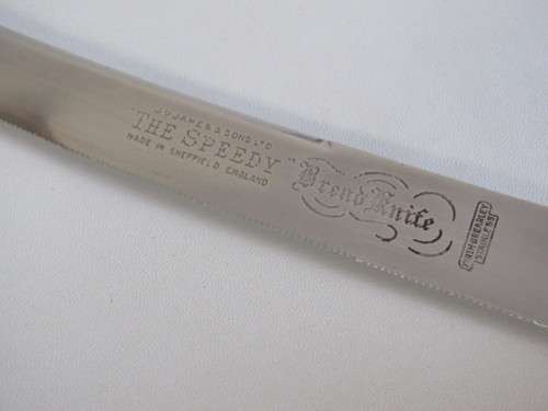 Vintage original James & Son Bone Handle Bread Knife, Sheffield England "The Speedy Bread Knife"32cm
