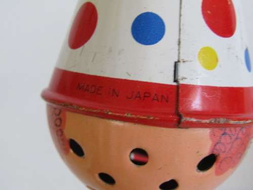 Lot of 3 original vintage Tin Toys, Spin Toll, Skipping rope and wind-up Duck, excellent condition