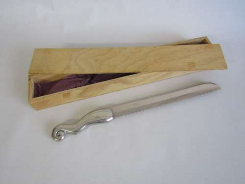 Original Carrol Boyes Bread Knife in wooden case, Mint condition, unused, 34cm