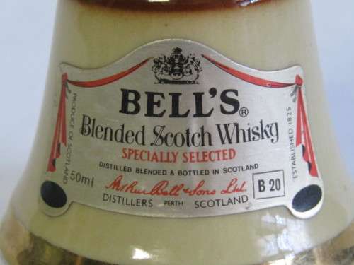 Collectable vintage small Bells Old Scotch Whisky 50ml in Wade decanter, Full and Sealed