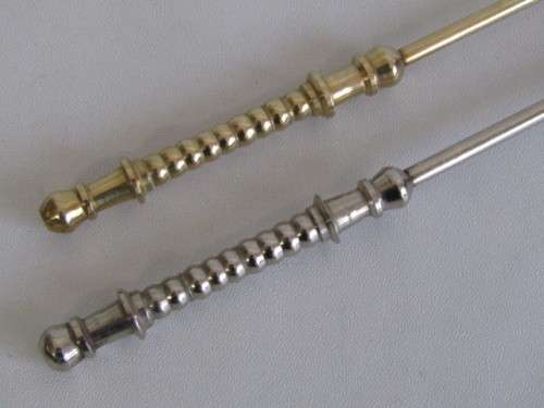 Lot of 2 Candle Snuffers, one is solid Brass and the other one is silver Metal, 30cm long, excellent