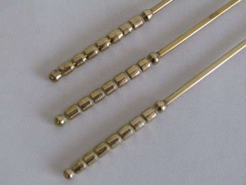 Lot of 3 solid brass Candle Snuffers, 31.5cm long, excellent condition