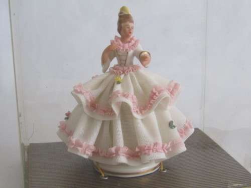Lot of two collectable porcelain Figurines; Royal Doulton "Cissie" 13cm and Dresden in Box 12cm