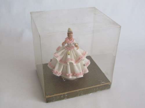 Lot of two collectable porcelain Figurines; Royal Doulton "Cissie" 13cm and Dresden in Box 12cm