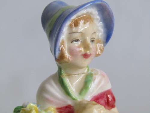 Lot of two collectable porcelain Figurines; Royal Doulton "Cissie" 13cm and Dresden in Box 12cm