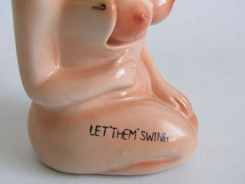 Vintage rare humorous ceramic Character Decanter "Let them Swing", excellent condition, 17cm high
