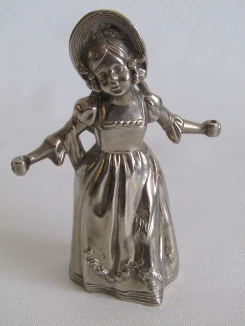 Lot of 4 collectable vintage metal Figurines; Bruxelles brass figure, Angel, Cherub and Young Girl