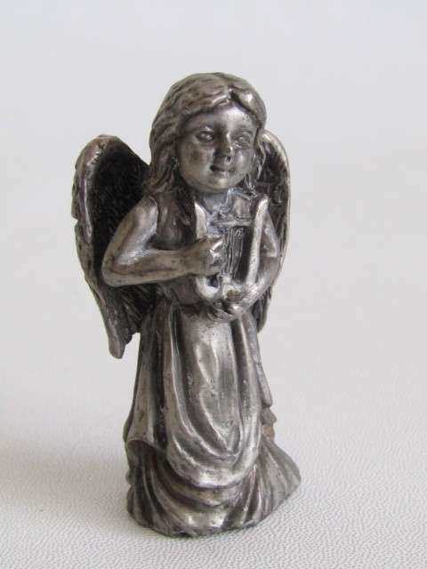 Lot of 4 collectable vintage metal Figurines; Bruxelles brass figure, Angel, Cherub and Young Girl