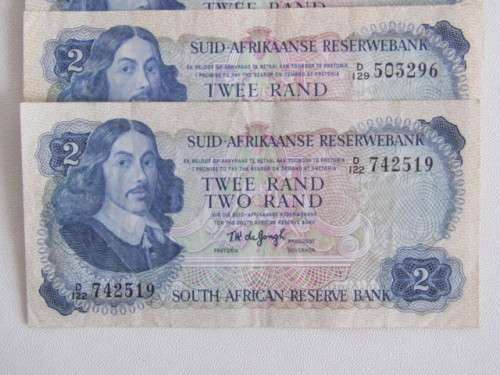 Lot of 5 TW de Jongh R2 bank Notes, bid for all 5, excellent condition