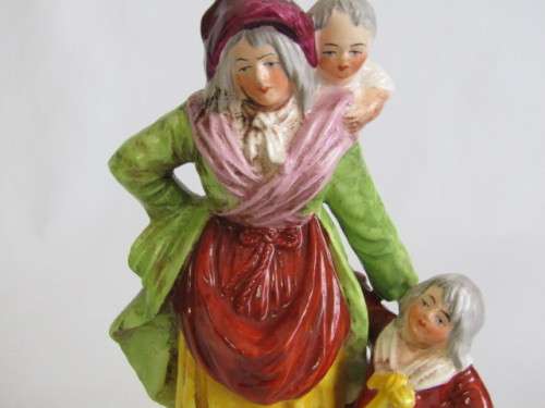 Lot of 3 very old porcelain figurines; 19th Century earthenware, Staffordshire and Wade