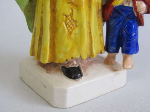 Lot of 3 very old porcelain figurines; 19th Century earthenware, Staffordshire and Wade