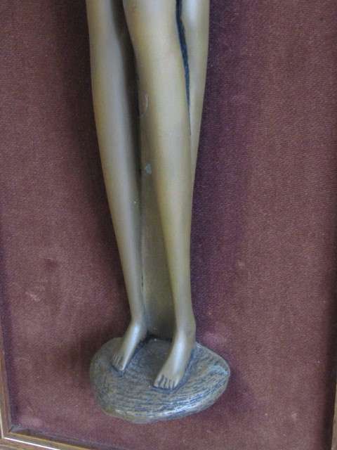 Vintage original 1977 Giovanni Schoeman retro framed bronzed resin Figure of two nude Girls, 45cm