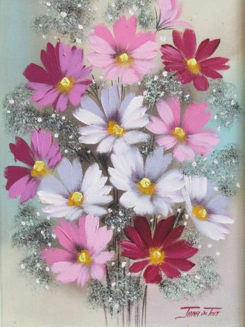 Original Jana Du Toit oil on board Painting, Flowers, 50cm x 40cm, investment Art (Value R3000+)