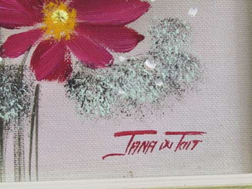 Original Jana Du Toit oil on board Painting, Flowers, 50cm x 40cm, investment Art (Value R3000+)
