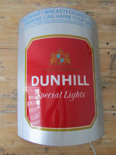 Large Dunhill cigarette light box Sign, 53cm x 38cm, excellent and working condition