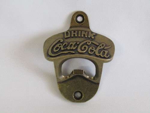 Brass front mount Drink Coca Cola bottle Opener in perfect condition, 7cm x 9cm