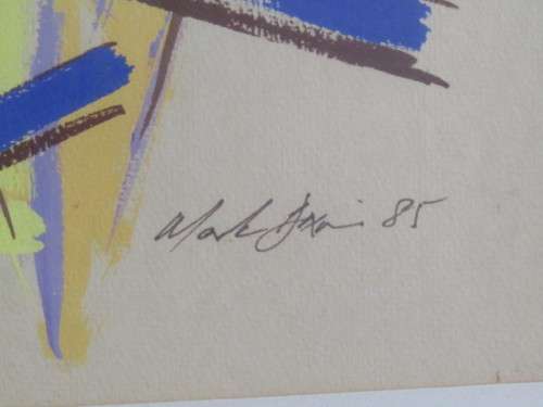 Lot of 2 original Paintings; Mark Dixon gouache on paper abstract and Sheapshearers watercolour