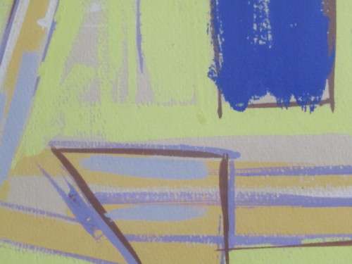 Lot of 2 original Paintings; Mark Dixon gouache on paper abstract and Sheapshearers watercolour