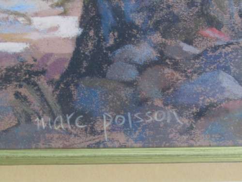 Original large Marc Poisson pastel on paper Painting "Blue Gum Trees" 61x 47cm, investment art