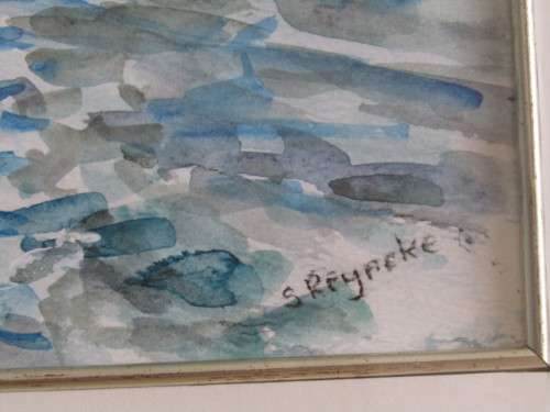 Original Susan Reyneke watercolour on paper Painting with frame and glass, Cape waterfront, 41x29cm