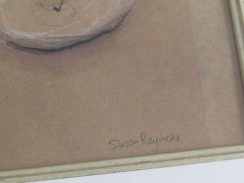 Original Susan Reyneke mixed media on paper Painting with frame and glass, Nude, 37x55cm