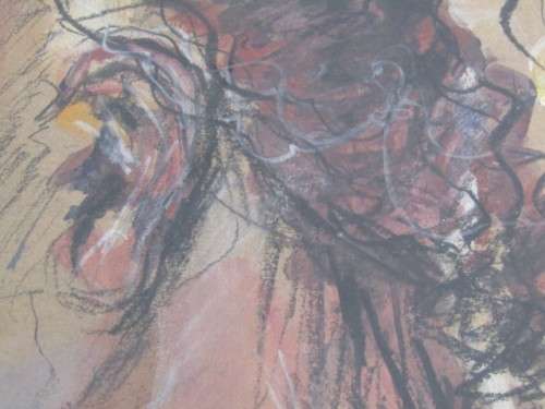 Original Susan Reyneke mixed media on paper Painting with frame and glass, Nude, 37x55cm