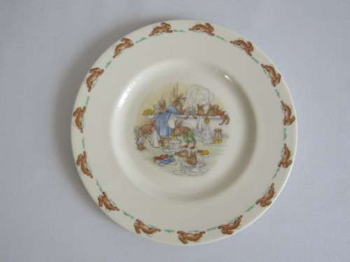 Lot of 3 Royal Doulton Bunnykins items, Dinner Plate 20cm, Side Plate 17cm and Bowl 16cm, excellent