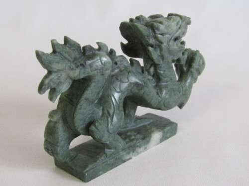 Large hand carved natural Jadeite "Dragon" figurine in excellent condition, 16cm x 8cm