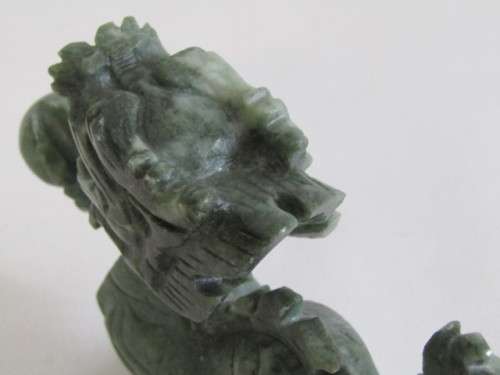 Large hand carved natural Jadeite "Dragon" figurine in excellent condition, 16cm x 8cm