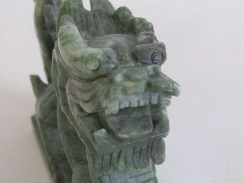 Large hand carved natural Jadeite "Dragon" figurine in excellent condition, 16cm x 8cm