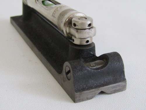 Vintage original J Rabone & Sons, England, Cast Iron and Chrome precision Spirit Level in wooden Box