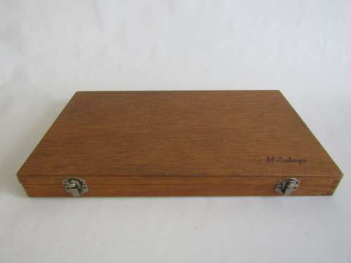 Vintage original Mitutoyo No.104-161 Micrometer in original wooden Case, Japan, Like new condition