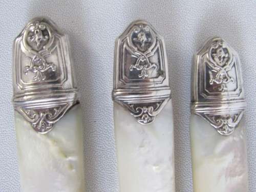 Antique Wostenholms Celebrated Carvers Set in original Case, solid silver and MOP handles