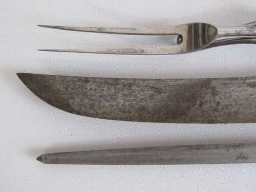 Antique Wostenholms Celebrated Carvers Set in original Case, solid silver and MOP handles