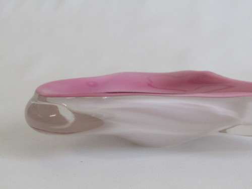 Exquisite retro Murano art glass Bowl with Pink, Clear and White Glass, 17x17x4.5cm, perfect cond