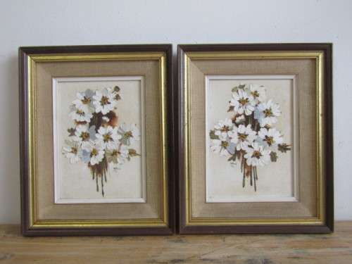 Pair of original Wilme Smit oil on board framed Paintings with certificates, dated 1982, 19cm x 14cm