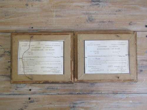 Pair of original Wilme Smit oil on board framed Paintings with certificates, dated 1982, 19cm x 14cm