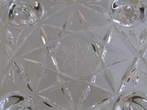 Large vintage solid lead Crystal footed Bowl, Rose cut, excellent condition, 21.5cm x 21.5cm x 12cm