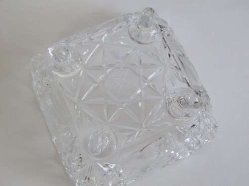 Large vintage solid lead Crystal footed Bowl, Rose cut, excellent condition, 21.5cm x 21.5cm x 12cm
