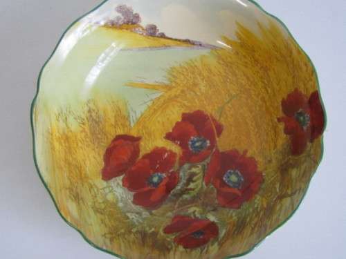 Vintage original Royal Doulton deep Bowl, Poppies in Cornfield, 23.5cm x 5.5cm