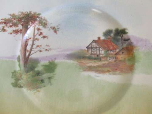 Lot of 2 vintage Royal Doulton tableware, Bowl "Rustic England" D5694 and Plate, excellent condition