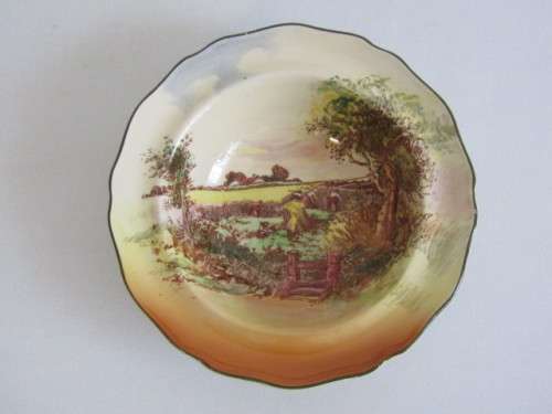 Lot of 2 vintage Royal Doulton tableware, Bowl "Rustic England" D5694 and Plate, excellent condition