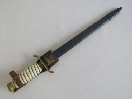 Vintage original C Jul Herbertz, Solingen Germany Dagger with Ivory Handle and Leather Sheath, 36cm