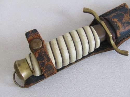 Vintage original C Jul Herbertz, Solingen Germany Dagger with Ivory Handle and Leather Sheath, 36cm