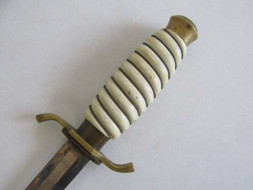Vintage original C Jul Herbertz, Solingen Germany Dagger with Ivory Handle and Leather Sheath, 36cm