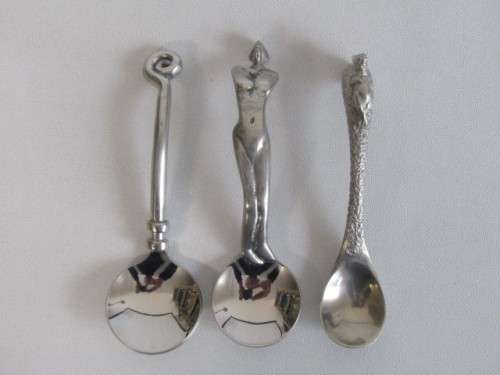 Lot of 3 original Designer Pewter Spoons, Carrol Boyes and Jenna Clifford, excellent condition