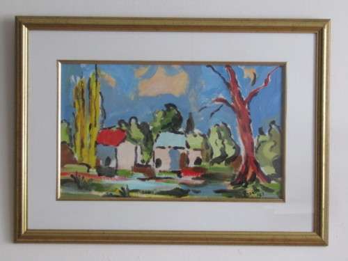 Original Rosalie Acrylic / Oil on Paper Painting, framed and with glass, 49cm x 29cm