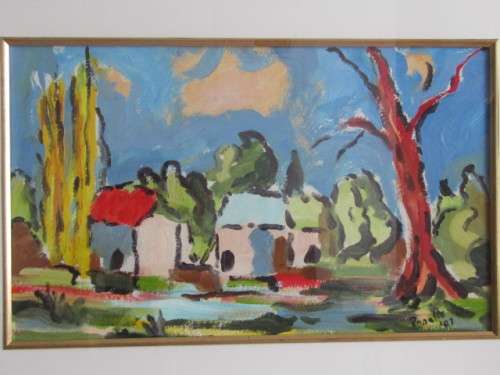 Original Rosalie Acrylic / Oil on Paper Painting, framed and with glass, 49cm x 29cm